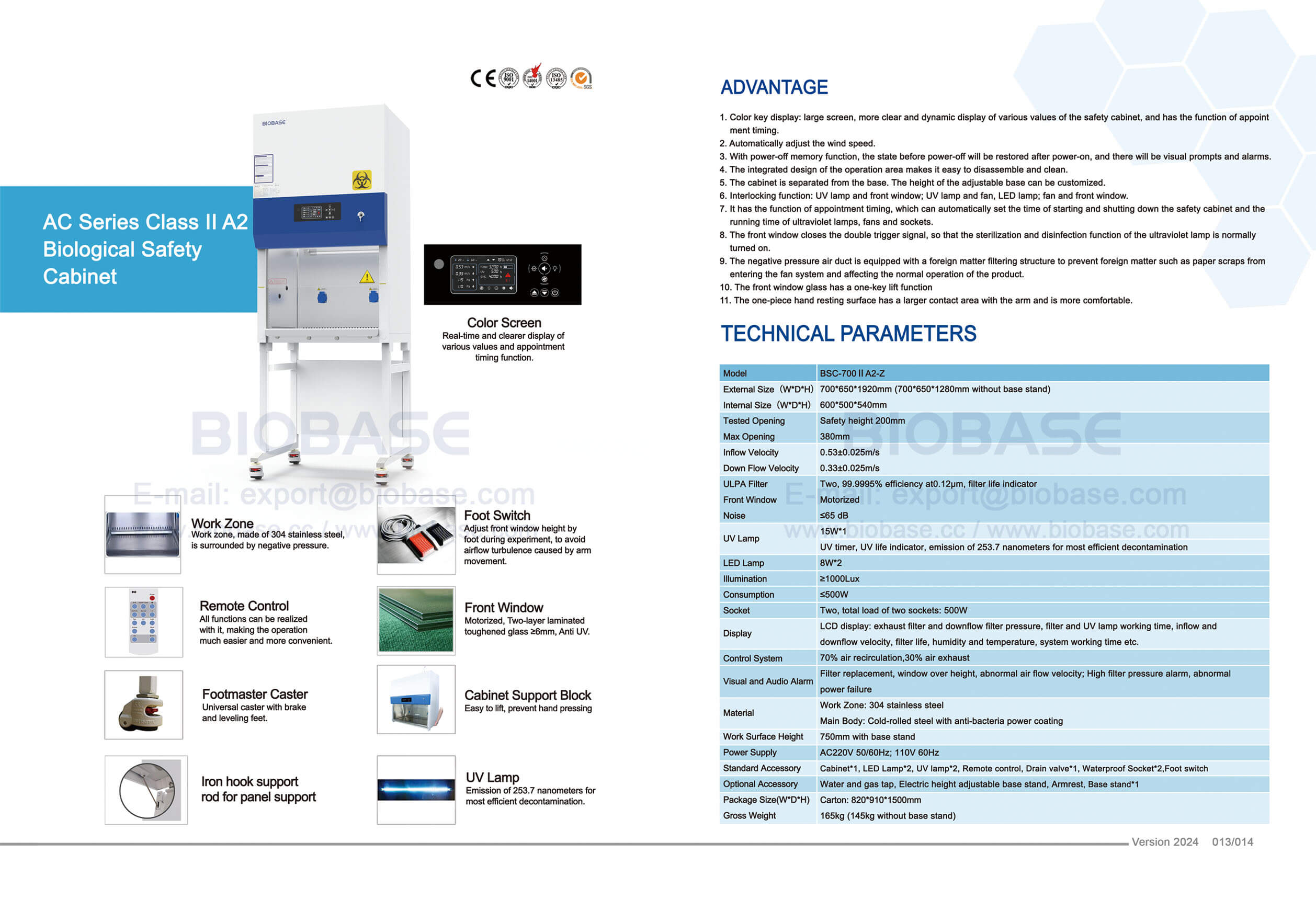 AC Series Class II A2 Biological Safety Cabinet BSC-700 II A2-Z